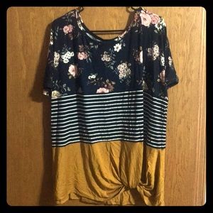 Maurice’s Navy & Mustard Shirt SZ:XXL